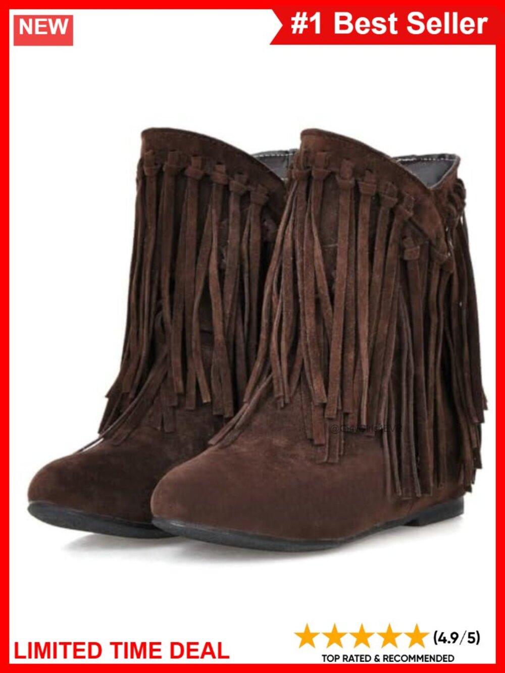 Fringe Ankle Boots Hidden Wedge Heel Round Toe Synthetic Casual Winter Booties